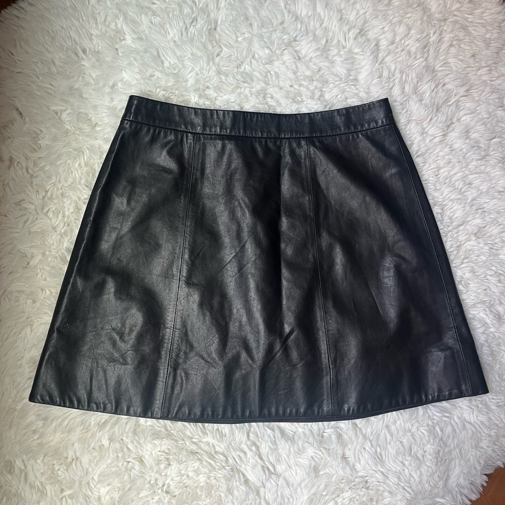 Alice + Olivia black lamb leather skirt